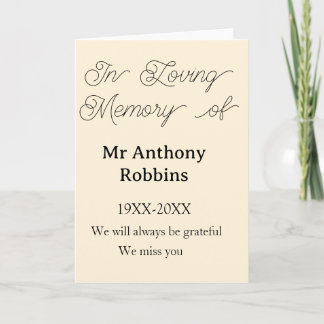 In Loving memory of name funeral memory keepsake Kort