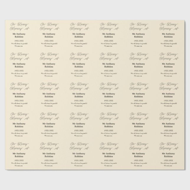 In Loving memory of name funeral memory keepsake Presentpapper (Platt)