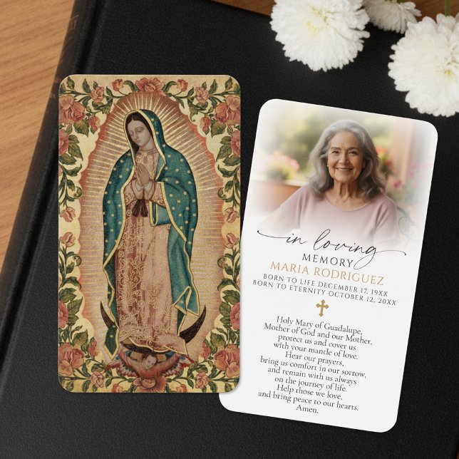 In Loving Memory Our Lady of Guadalupe Prayer Card Visitkort (Skapare uppladdad)