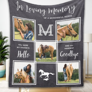 In Loving Memory Pet Horse Memorial Photo Collage Fleecefilt