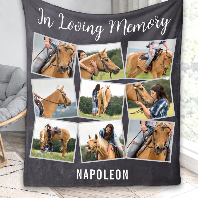 In Loving Memory Pet Horse Memorial Photo Collage Fleecefilt (Skapare uppladdad)