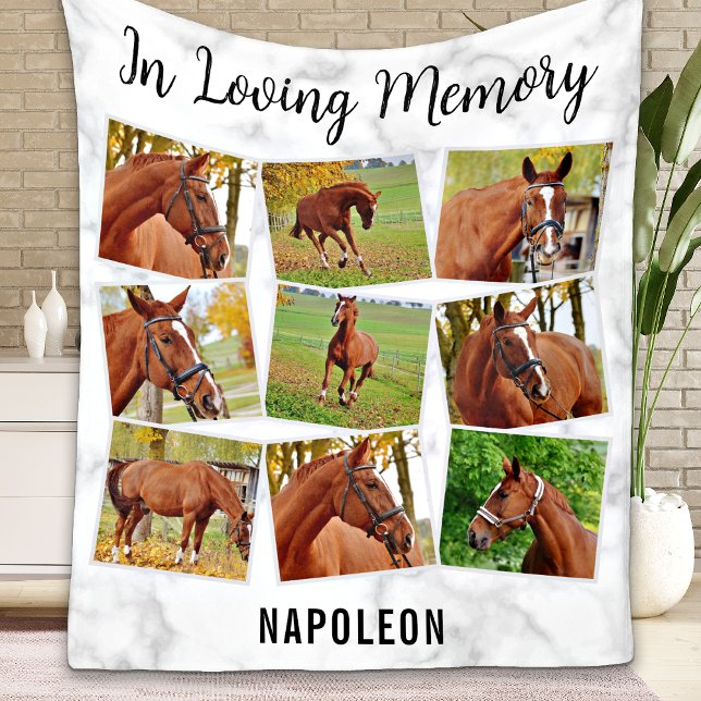 In Loving Memory Pet Memorial Horse Photo Collage Fleecefilt (Skapare uppladdad)