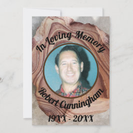 In Loving Memory Petrified Wood Photo Memorial Inbjudningar