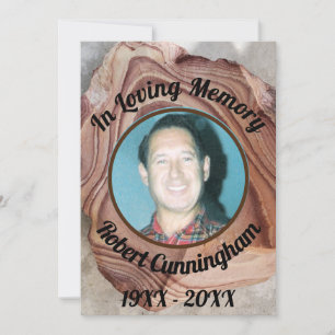 In Loving Memory Petrified Wood Photo Memorial Inbjudningar