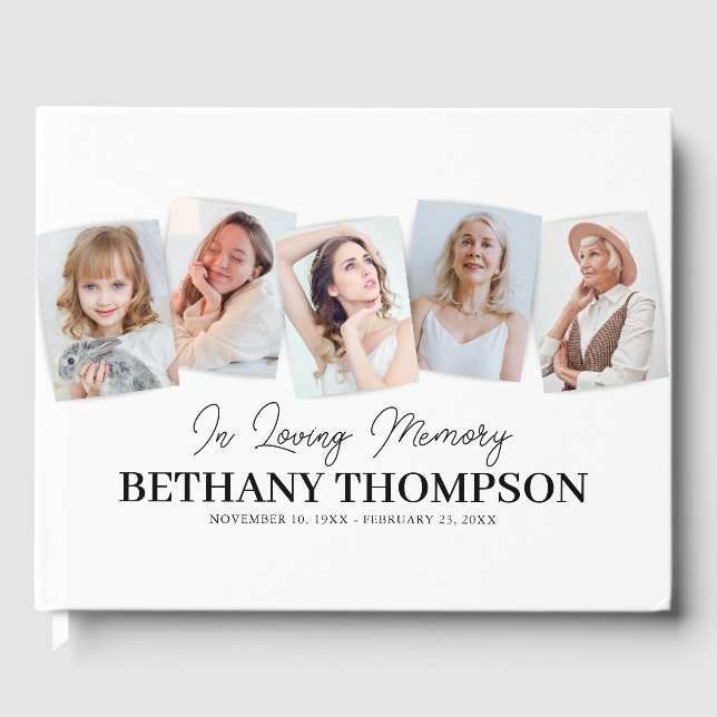 In Loving Memory Photo Collage Funeral Gästböcker (Framsida)
