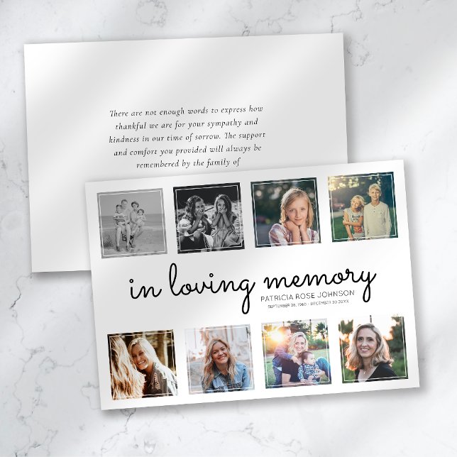 In Loving Memory Photo Collage Funeral Tack Kort (Skapare uppladdad)