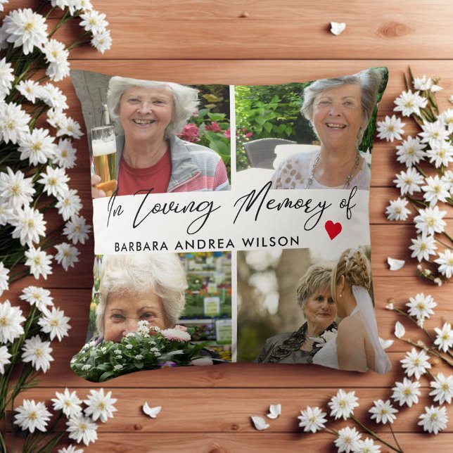 In Loving Memory Photo Collage Kudde (Skapare uppladdad)