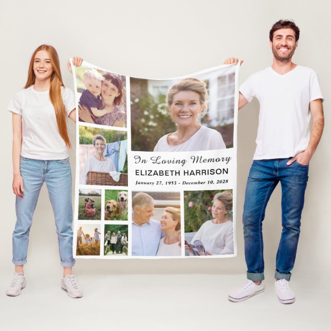 In Loving Memory Photo Collage Memorial Fleecefilt (På plats)