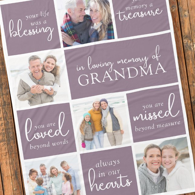 In Loving Memory Photo Collage Memorial Quote Fleecefilt (Skapare uppladdad)