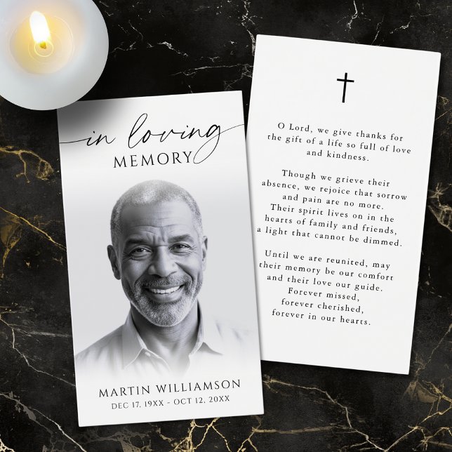 In Loving Memory Photo Cross Sympathy Prayer Card Visitkort (Skapare uppladdad)