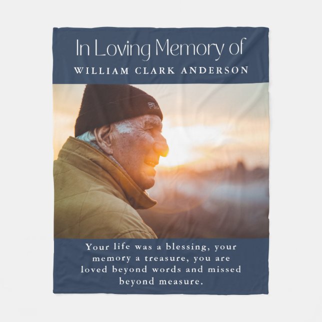 In Loving Memory Photo Dikt Tribute Blanket Fleecefilt (Framsidan)