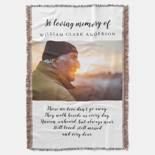 In Loving Memory Photo Dikt Tribute Filt (Framsidan Vertikal)