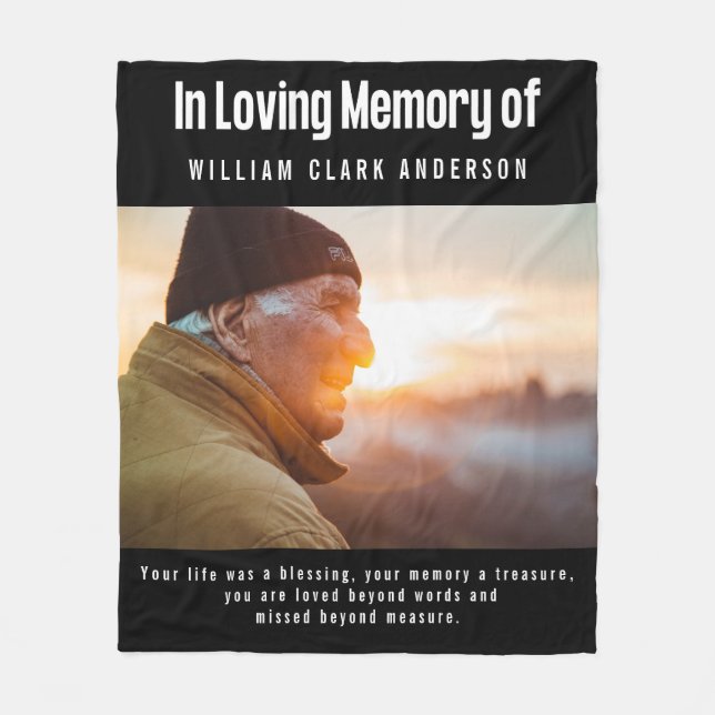 In Loving Memory Photo Dikt Tribute Fleecefilt (Framsidan)