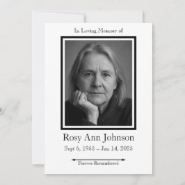 In Loving Memory Photo Funeral Investigation Inbjudningar