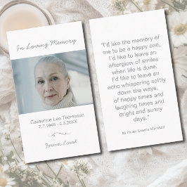 In Loving Memory Photo Funeral Prayer Card Visitkort