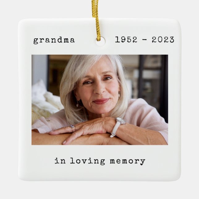 In Loving Memory Photo Grandma Memorial Julgransprydnad Keramik (Framsida)