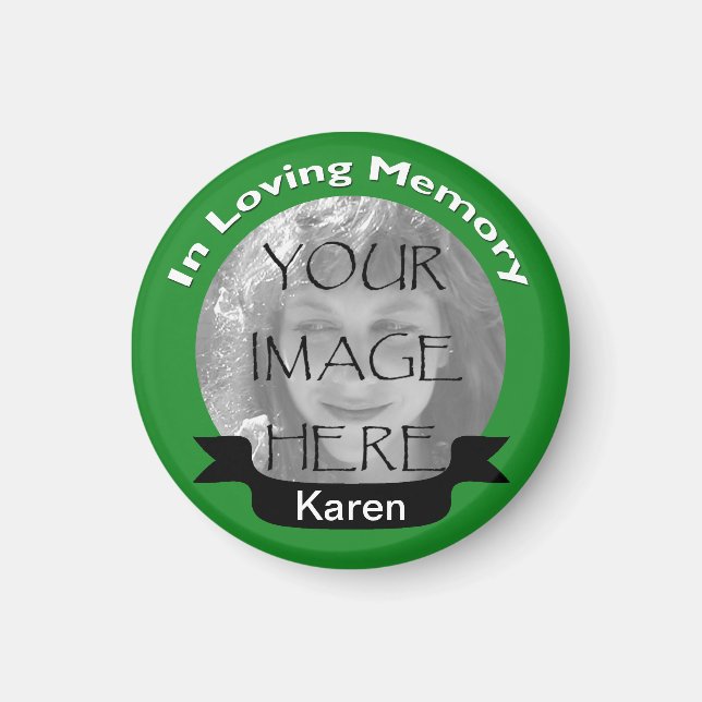 In Loving Memory Photo Grönt Magnet (Framsidan)