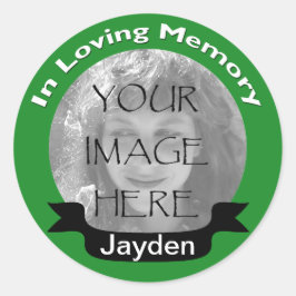 In Loving Memory Photo Grönt Stickers Runt Klistermärke