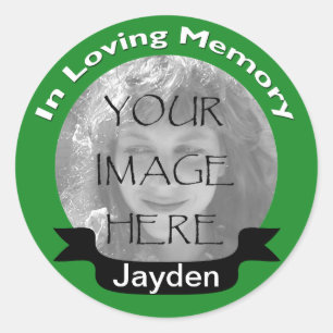 In Loving Memory Photo Grönt Stickers Runt Klistermärke