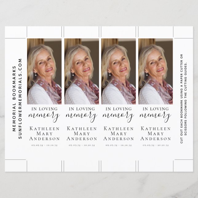 In Loving Memory Photo Memorial Bookmark (Framsida)