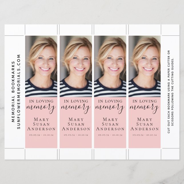 In Loving Memory Photo Memorial Bookmark (Framsida)