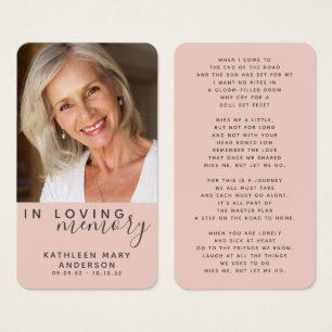 In Loving Memory Photo Memorial Dikt Visitkort