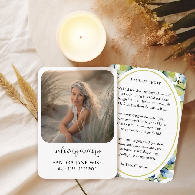 In Loving Memory Photo Memorial Wallet Card Tilläggskort (Photo Memorial Wallet Card with Poem by Darling & May)