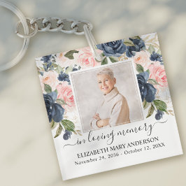 In Loving Memory Photo Navy Rosa Blommigt Memorial