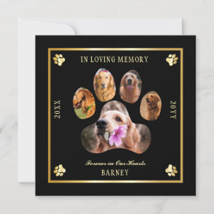 In Loving Memory Photo Pet Memorial - Black   GULD Inbjudningar
