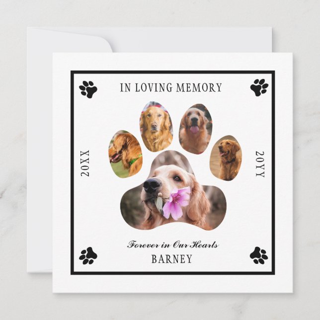 In Loving Memory Photo Pet Memorial - White Black Inbjudningar (Framsida)