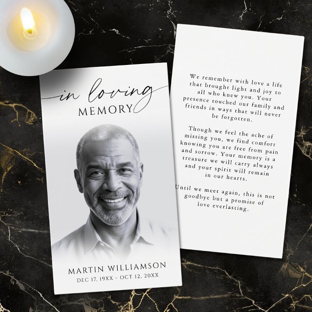 In Loving Memory Photo Simple Funeral Prayer Card Visitkort (Skapare uppladdad)