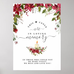 In Loving Memory Poinsettia Ljus Minnestavla Poster
