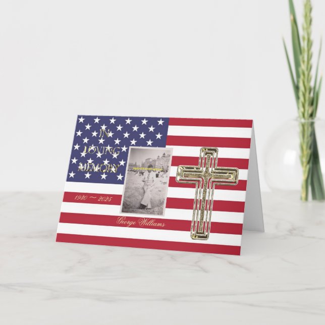 In Loving Memory Religiösa Golden Kor Photo USA Kort (Framsida)