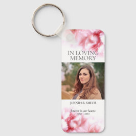 In Loving Memory Rosa Carnations Photo Keychain Nyckelring