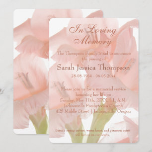 In Loving Memory - Rosa Flower Memorial Service Inbjudningar