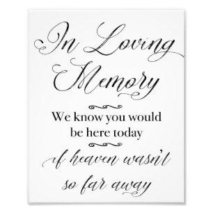 In Loving Memory Sign, Bröllop Decor, Bröllop Sign Fototryck