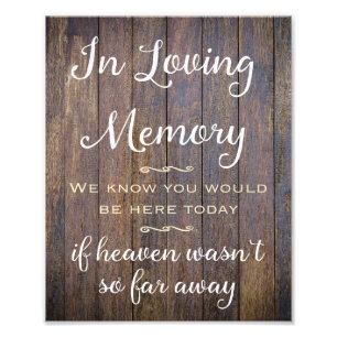 In Loving Memory Sign, Bröllop Decor, Bröllop Sign Fototryck
