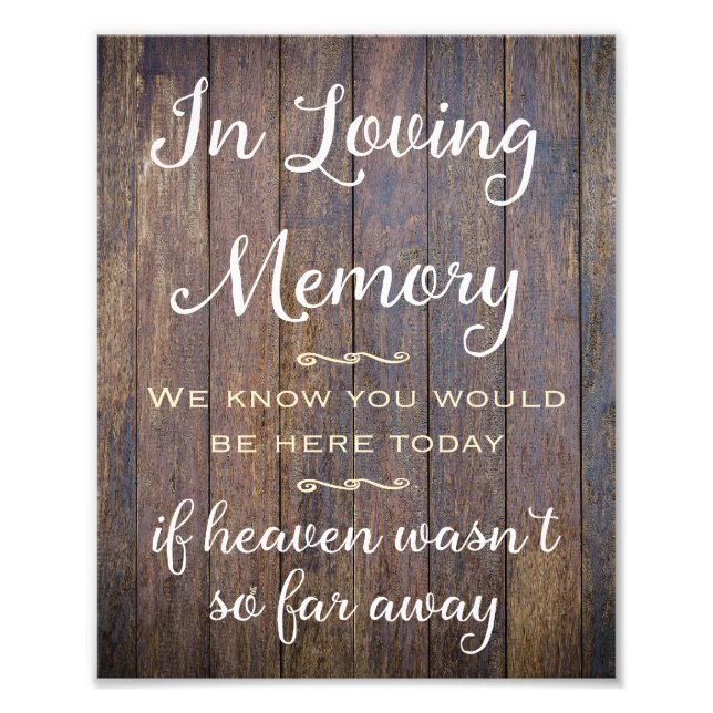 In Loving Memory Sign, Bröllop Decor, Bröllop Sign Fototryck (Framsidan)