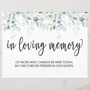 In Loving Memory Sign - Eucalyptus Bröllop