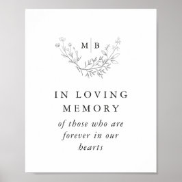 In Loving Memory Sign Formal Monogram Bröllop Poster