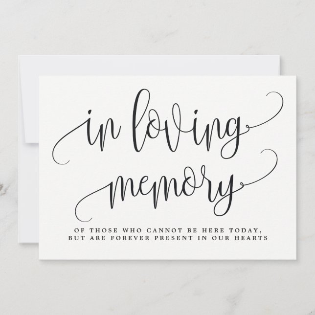 In Loving Memory Sign - Loely Calligraphy Inbjudningar (Framsida)