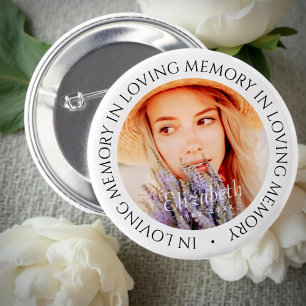 In Loving Memory Simple Modern Anpassningsbar Phot Knapp