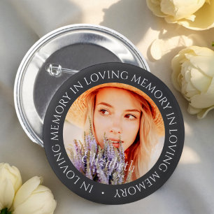 In Loving Memory Simple Modern Anpassningsbar Phot Knapp