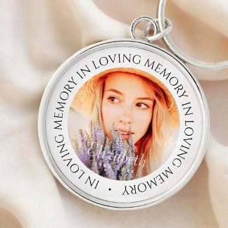 In Loving Memory Simple Modern Anpassningsbar Phot Rund Silverfärgad Nyckelring