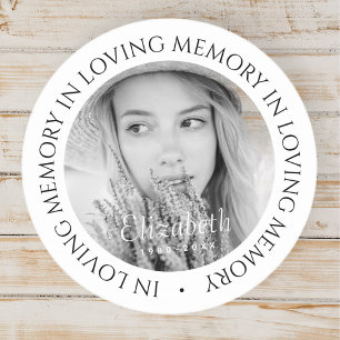 In Loving Memory Simple Modern Anpassningsbar Phot Runt Klistermärke