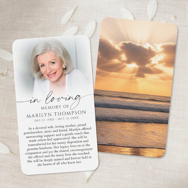In Loving Memory Sunset Photo Sympathy Cards Visitkort (Skapare uppladdad)