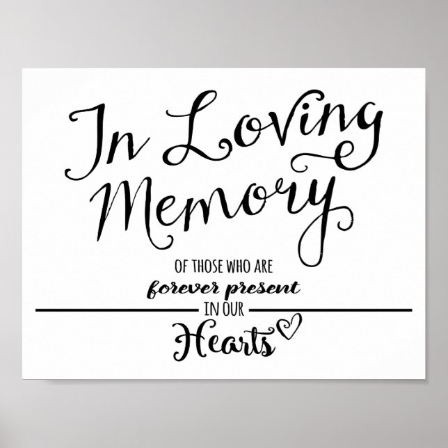 "In loving Memory"-tryck i svart och vitt modernt Poster (Framsidan)