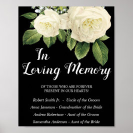In Loving Memory Vit ros Bröllop Sign Poster