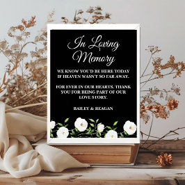In Loving Memory White Blommigt Bröllop Memorial Poster