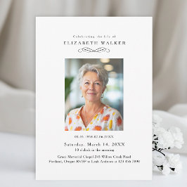 In Loving Memory White Photo Funeral Invitation Inbjudningar